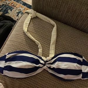 blue and white striped bikini shell top